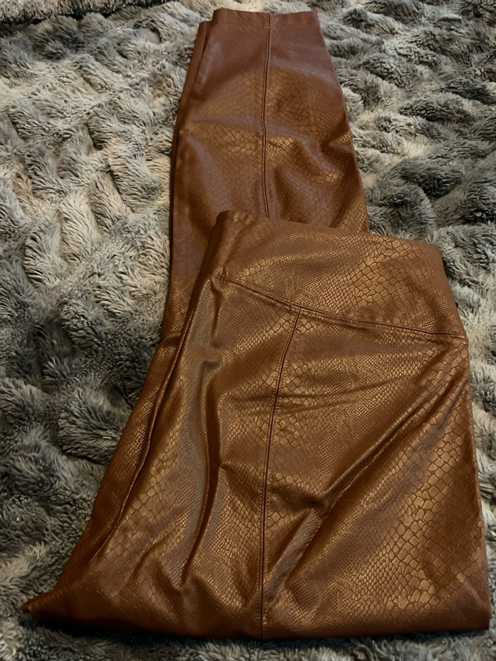 White House Black Market Brown Faux Leather Snake-Embossed Leggings